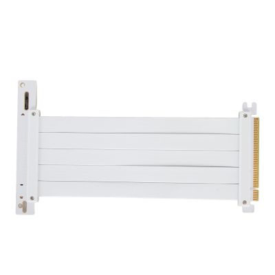 PCIE 4.0 16x Shielded Riser Cable with 90 Degree Socket, GPU Extension Card for 40 and RX 7000 Series, 128Gbps Transfer Rate (20cm) (White)