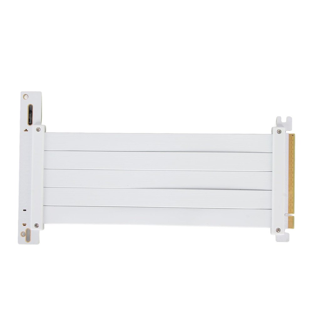 PCIE 4.0 16x Shielded Riser Cable with 90 Degree Socket, GPU Extension Card for 40 and RX 7000 Series, 128Gbps Transfer Rate (20cm) (White)