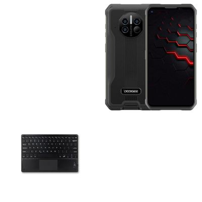 BoxWave Keyboard Compatible with Doogee V11 - SlimKeys Bluetooth Keyboard with Trackpad, Portable Slim TouchPad - Jet Black