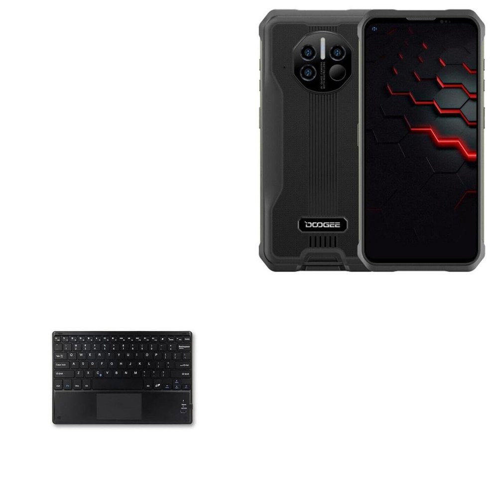 BoxWave Keyboard Compatible with Doogee V11 - SlimKeys Bluetooth Keyboard with Trackpad, Portable Slim TouchPad - Jet Black