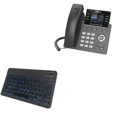 BoxWave Keyboard Compatible with Ooma 2613 IP Phone - SlimKeys Bluetooth Keyboard - with Backlight, Portable Slim LED 7 Colors - Jet Black
