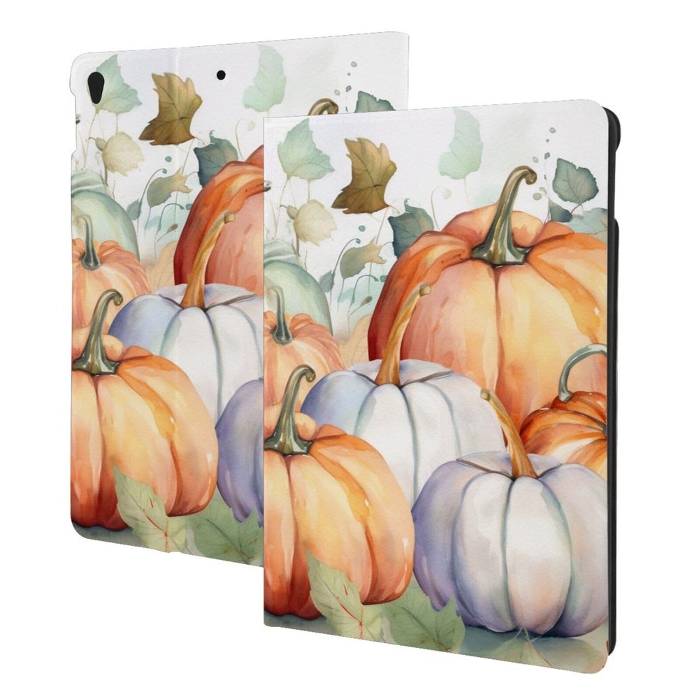 Fall Watercolor Pumpkins Printed Tablet Case for Ipad Air3 10.5"/Ipad Pro 10.5", Pu Leather Non-Slip Tablet Cases Shockproof Stand Cover with Auto Sleep/Wake Cover