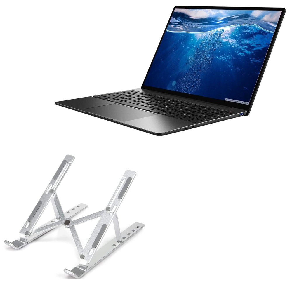 BoxWave Stand and Mount Compatible with Chuwi CoreBook - Compact QuickSwitch Stand, Portable Multi Angle Viewing Foldable Riser - Metallic Silver