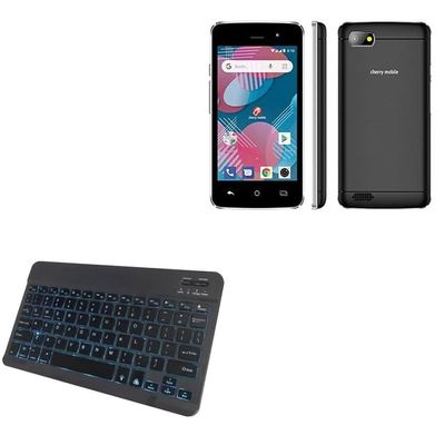 BoxWave Keyboard Compatible with Cherry Mobile Flare Y3 Mini - SlimKeys Bluetooth Keyboard - with Backlight, Portable Slim LED 7 Colors - Jet Black