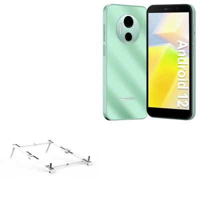 BoxWave Stand and Mount Compatible with Doogee X97 - Pocket Aluminum Stand 3-in-1, Portable Multi Angle Viewing Riser - Metallic Silver