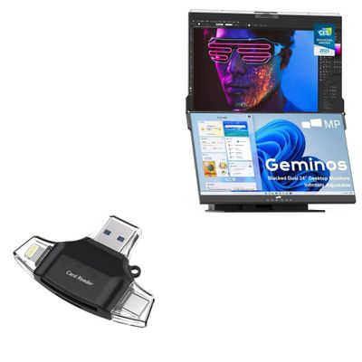 BoxWave Smart Gadget Compatible with Mobile Pixels Geminos - AllReader SD Card Reader, microSD Card Reader SD Compact USB - Jet Black