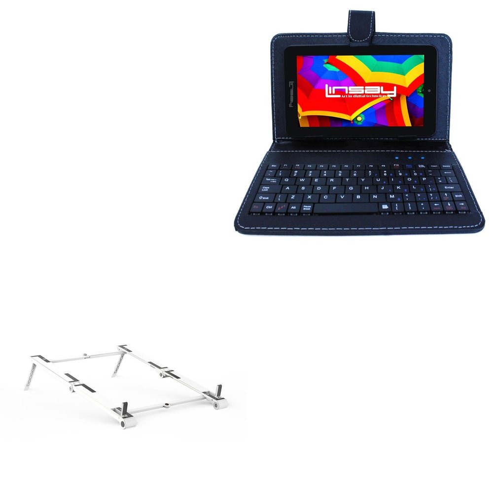 BoxWave Stand and Mount Compatible with Linsay F-7XHDBK (7 in) - Pocket Aluminum Stand 3-in-1, Portable Multi Angle Viewing Riser - Metallic Silver