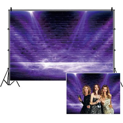 TTQYFNM 10x6.5ft Stage Backdrop Purple Spotlights Brick Wall Photography Background for Concert Show Performance Birthday Wedding Party Decor Children Adults Portrait Blogger Studio Video Props Vinyl