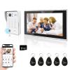Video Door Phone Apartment Intercom System,Wireless 10 Inch Touch Monitor with Wired 1080P Doorbell,Supporting Fingerprint,RFID Card,Password for Home Tuya,32G view 1