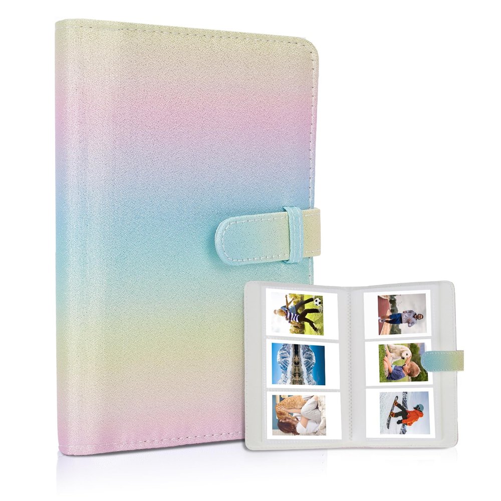 Riosin 108 Pockets Mini Album Compatible with Fujifilm Instax Mini film, Suitable for Instax Mini 12/11/7+/9/Evo/Link 2, 2x3" Photo Album for Canon ivy 2 Kpop Photocard (Shining Rainbow)