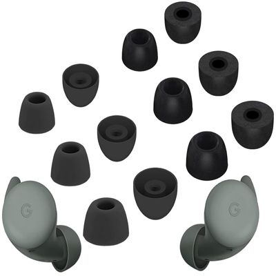 A-Focus [6 Pairs] Pixel Buds A-Series  Memory Foam & Silicone  Ear Tips, Soft Replacement Comfortable Earbuds Eartips Gel Compatible with Google Pixel Buds A-Series 532534 Black