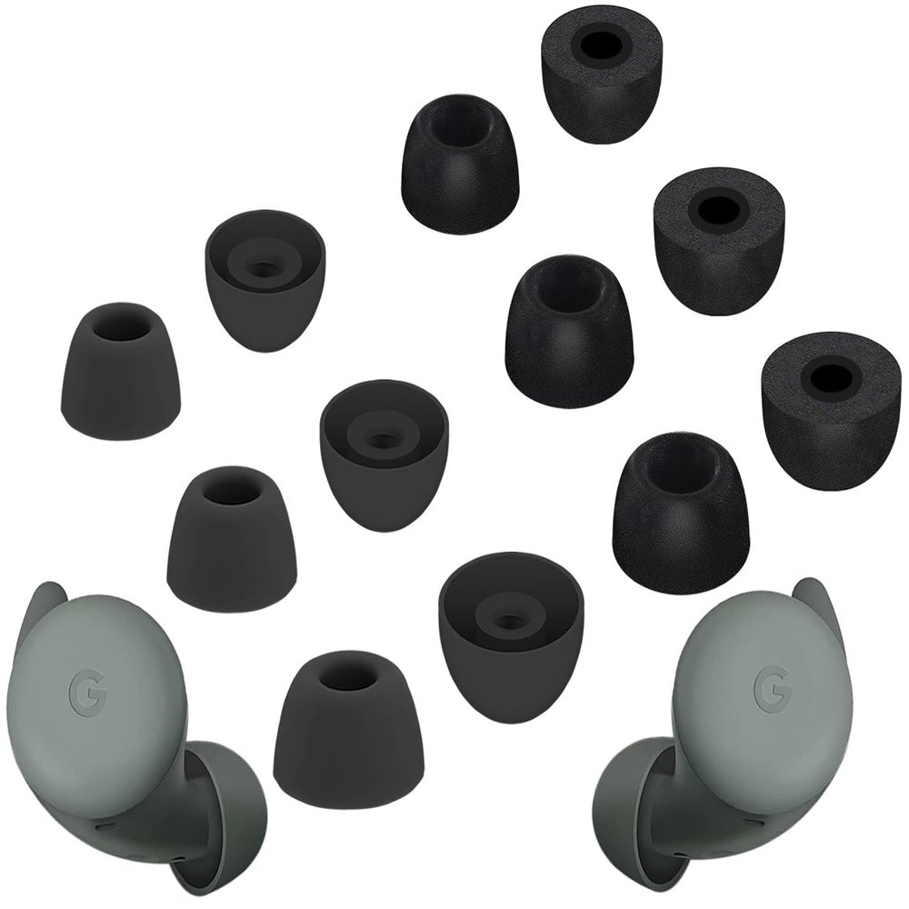 A-Focus [6 Pairs] Pixel Buds A-Series  Memory Foam & Silicone  Ear Tips, Soft Replacement Comfortable Earbuds Eartips Gel Compatible with Google Pixel Buds A-Series 532534 Black