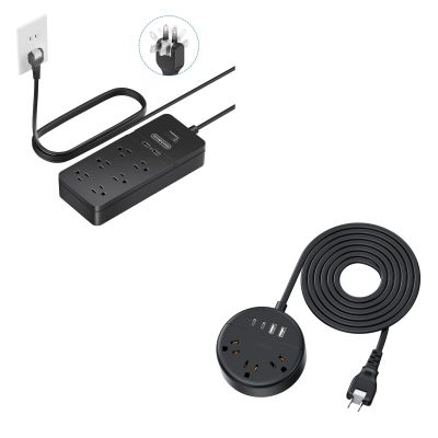 2 Prong Surge Protector Power Strip with 10ft Extension Cord & NTONPOWER 2 Prong Power Strip, 1875W/15A 2 Prong Extension Cord 10ft, 3 Outlets & 2 USB A & 2 USB C