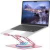 ALASHI Laptop Stand for Desk with 360 Rotating Base, Multi-Angle Adjustable Laptop Stands, Foldable Laptop Riser Compatible with 10 to 15.6 Inches PC Computer, Pink view 1