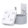 10FT Surge Protector Power Strip, Flat Extension Cord with 2 USB C, Flat Plug Power Strip, 4 Widely Outlets and 4 USB Charging Ports, Outlet Extender, 900 Joules, for Home Office Dorm Room Essentials view 1