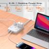 10FT Surge Protector Power Strip, Flat Extension Cord with 2 USB C, Flat Plug Power Strip, 4 Widely Outlets and 4 USB Charging Ports, Outlet Extender, 900 Joules, for Home Office Dorm Room Essentials view 2