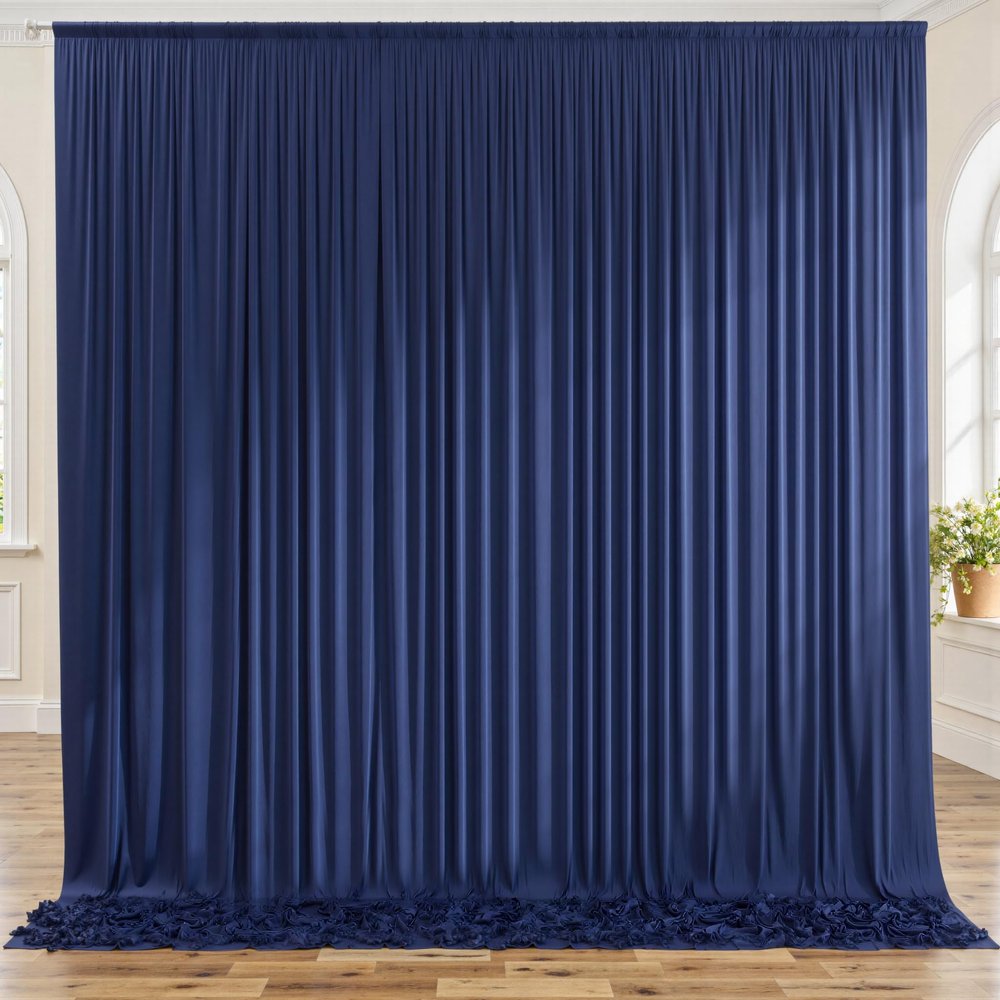10ft x 8ft Wrinkle Free Navy Blue Backdrop Curtains for Parties, Thick Fabric Photo Backdrop Drapes for Weddings Photography Birthday Party Backgrpund Decor