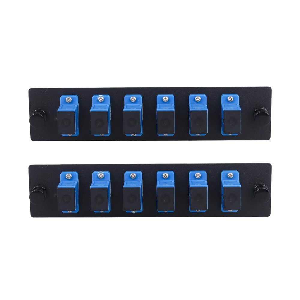 fyboptwu 6-Port SC UPC SM Fiber Patch Panel with 6 Simplex Adapters, 2pcs