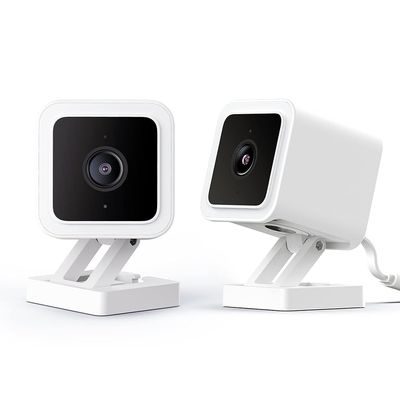 WyzeCamera v3 1080p HD Indoor/Outdoor Plug-in Smart Home Security Cameras, Color Night Vision, 2-Way Audio, MicroSD Card Slot, Compatible with Alexa - White, 2-Pack