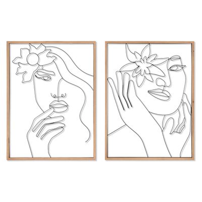 Home ESPRIT Canvas Scandinavian Woman 60 x 2.5 x 80 cm (2 Units)