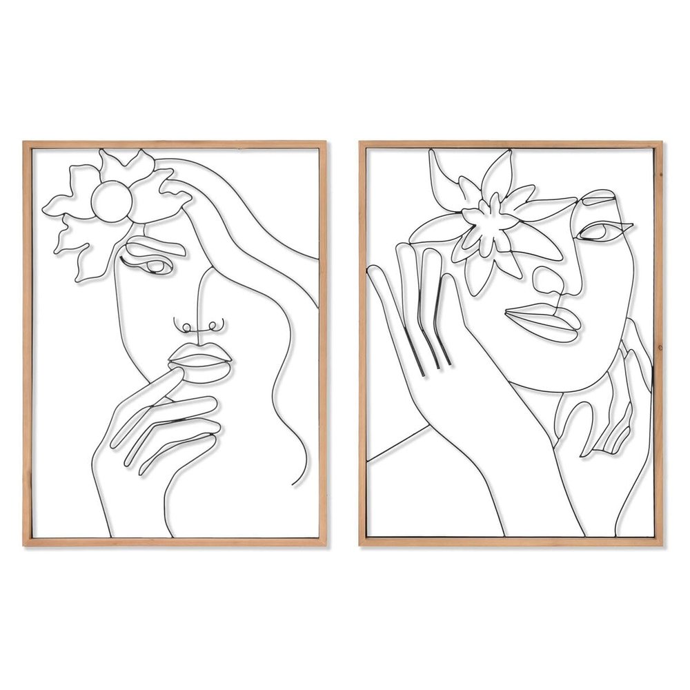 Home ESPRIT Canvas Scandinavian Woman 60 x 2.5 x 80 cm (2 Units)