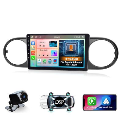 Hikity 8 Core 4+64GB for Toyota Scion xB 2007-2019 Android Car Stereo, Wireless Carplay, 9 Inch IPS Touchscreen Android Auto Car Radio with 59 UI Customize APP Support GPS Navigation