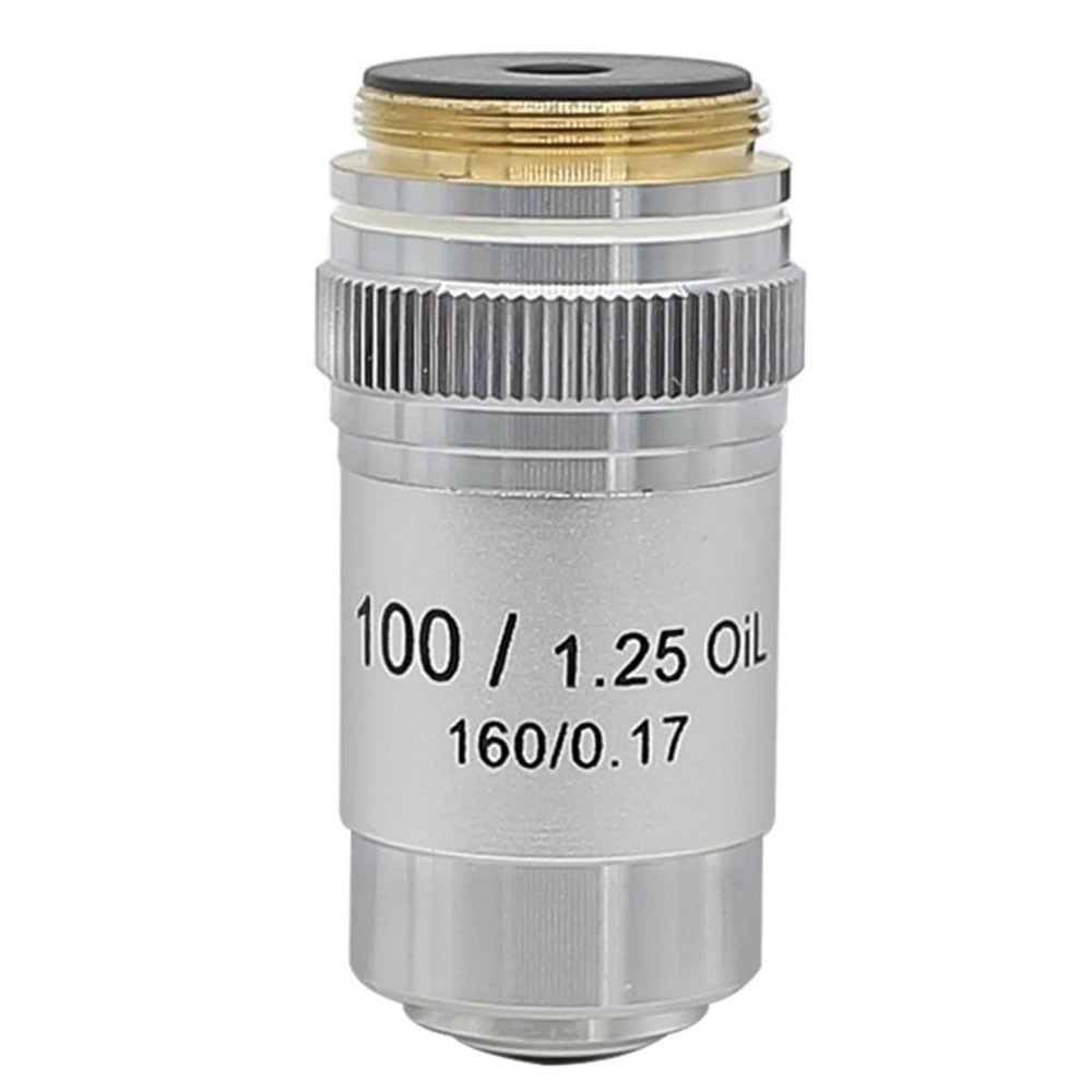Microscope Accessories Kit 4X 10X 20X 40X 60X 100X Achromatic Objective Lens 195 Mm Conjugate Distance for Biological Microscope 160/0.17 Microscope Slides (Color : 100X)