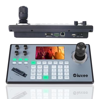 iuZee PTZ Camera Controller 4D Joystick PoE IP PTZ Keyboard with Controller 5" LCD Screen Preview, Support VISCA PELCO-P PELCO-D RS422 RS485 RS232 RJ45, for Live Streaming Meeting/Church Service/Education