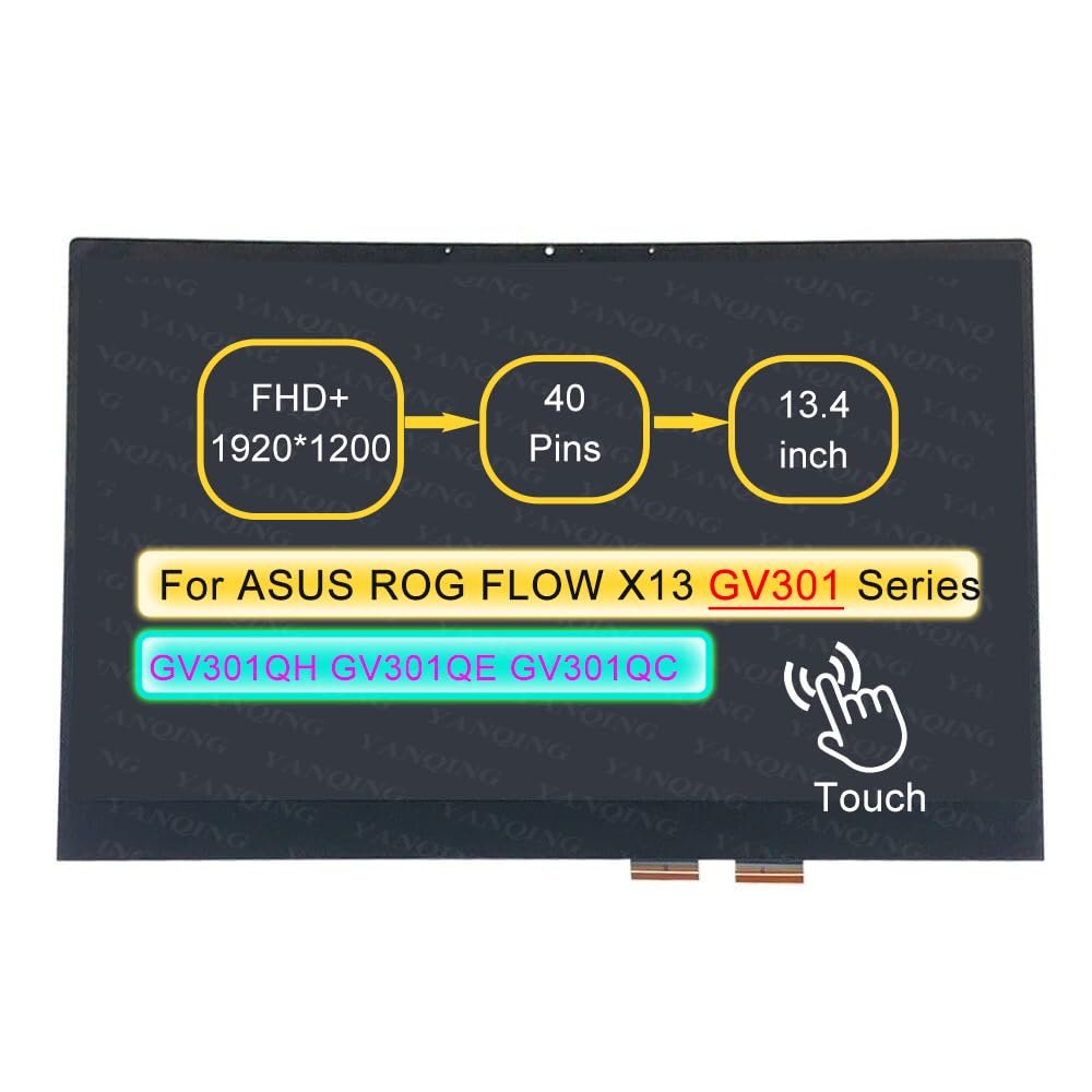 13.4" LCD Touch Screen Replacement Digitizer Assembly for ASUS ROG Flow X13 GV301Q with Bezel 40 pin (FHD+1920x1200 Touch)