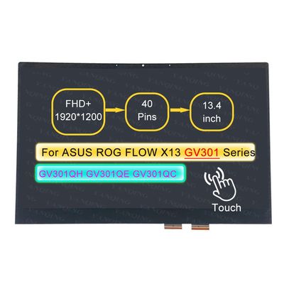 13.4" LCD Touch Screen Replacement Digitizer Assembly for ASUS ROG Flow X13 GV301QH-XS98-B with Bezel 40 pin (FHD+1920x1200 Touch)