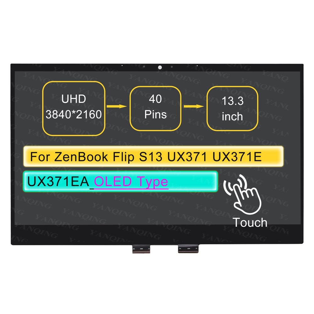 13.3" LCD Touch Screen Replacement Digitizer Assembly for ASUS ZenBook Flip S13 OLED UX371 UX371E UX371EA UX371EA-XH77T 40 pin (UHD 4K On-Cell Touch)