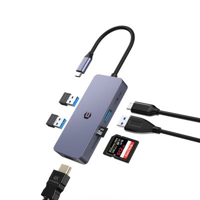 7 in 1 USB C Hub, USB C Adapter with 4K HDMI Dual Display, 100W Type C PD, USB 3.0 5Gbps, SD/TF, USB C to HDMI Multiport Dongle for Laptop, XPS, Surface
