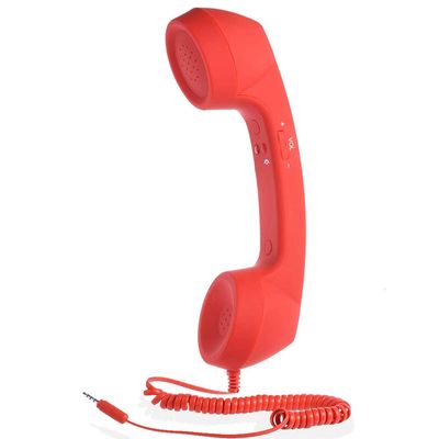 Mrisata 3.5mm Retro Telephone Handset with Adjustable Tone, Proof Receiver for Cell Mobile Phones, Classic Mobile Phone Handset (Red)