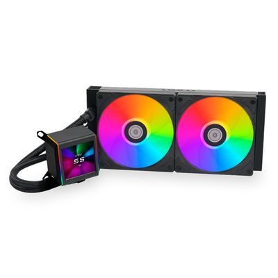 LIANLI Galahad II LCD 280 Black Liquid Cooling CPU Cooler with LCD Panel, 8th Generation Pump, 45 Degree Tube Connector, 11.0 inches (280 mm) Radiator, Japanese Authorized Dealer