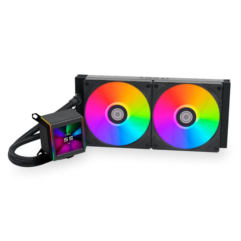 LIANLI Galahad II LCD 280 Black Liquid Cooling CPU Cooler with LCD Panel, 8th Generation Pump, 45 Degree Tube Connector, 11.0 inches (280 mm) Radiator, Japanese Authorized Dealer