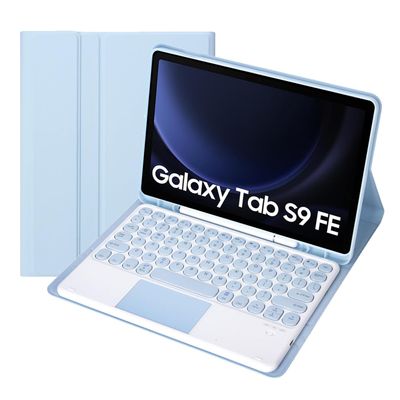 Keyboard Case for Samsung Galaxy Tab S9 FE 10.9 Inch, Soft Cover with Magnetically Detachable Wireless Bluetooth Keyboard,Blue with touchpad