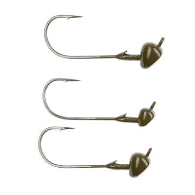 Freedom Tackle Shakey Jig Heads Bass Plastics Hook | 1/8 oz, Green Pumpkin, 3 Pieces per Package