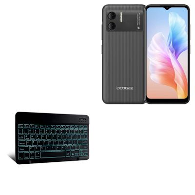 BoxWave Keyboard Compatible with Doogee X98 Pro - SlimKeys Bluetooth Keyboard - with Backlight, Portable Slim LED 7 Colors - Jet Black