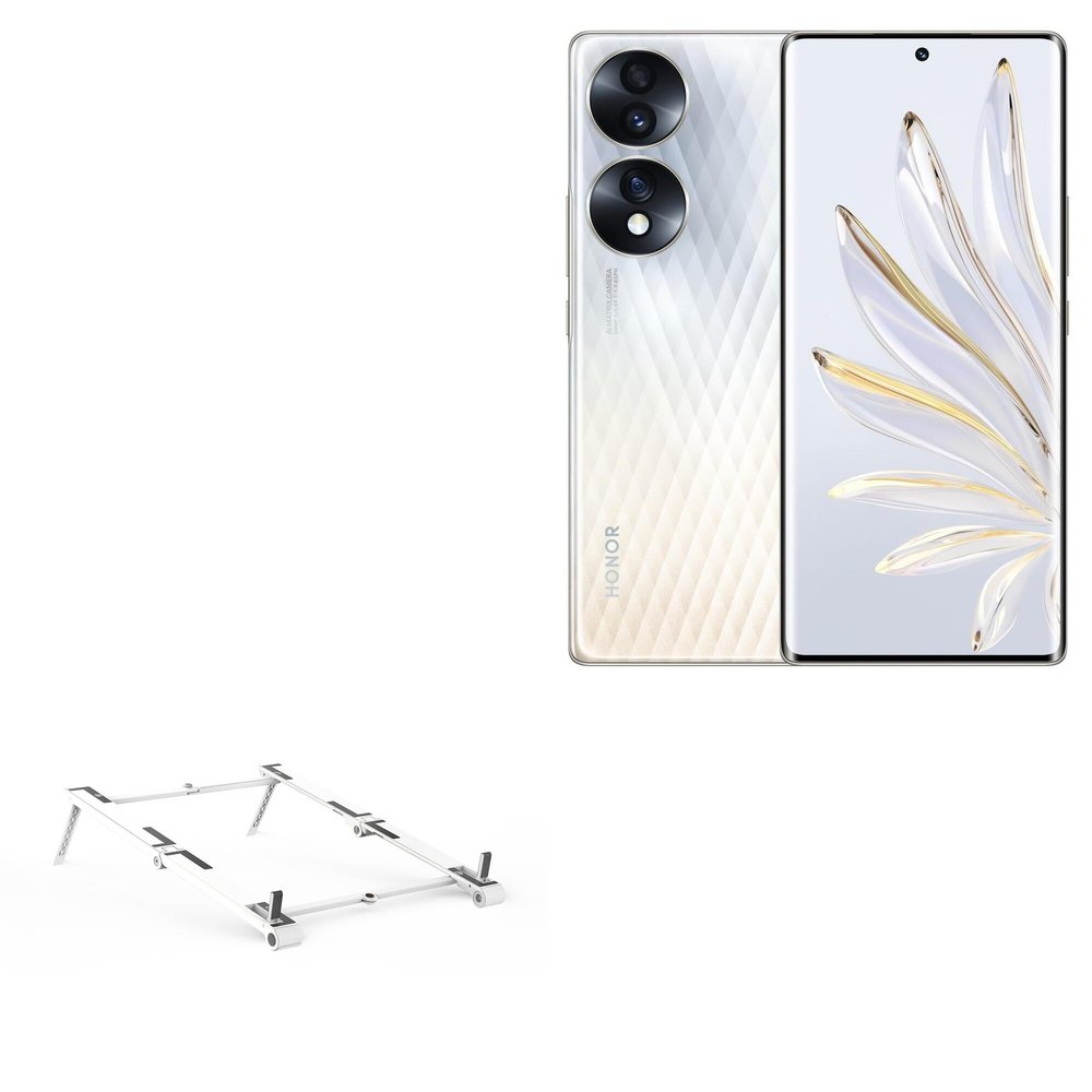 BoxWave Stand and Mount Compatible with Honor 70 - Pocket Aluminum Stand 3-in-1, Portable Multi Angle Viewing Riser - Metallic Silver