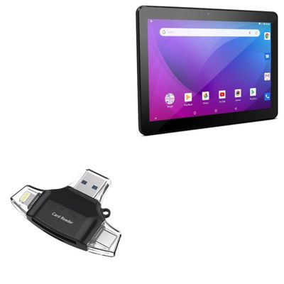 BoxWave Smart Gadget Compatible with Allview Viva 1003G Lite - AllReader SD Card Reader, microSD Card Reader SD Compact USB - Jet Black