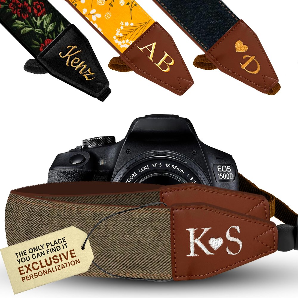 Art Tribute Custom Brown Jeans Camera Strap - Add Your Text and We Make It Especially For You Get Your Own Personalized Gift Camera Strap, No Shipping Cost!