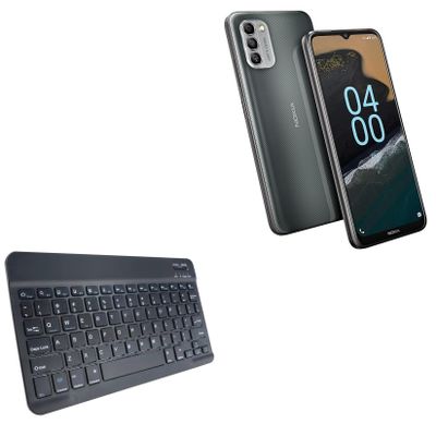 BoxWave Keyboard Compatible with Nokia G400 5G - SlimKeys Bluetooth Keyboard, Portable Thin with Chiclet-Style Keys - Jet Black