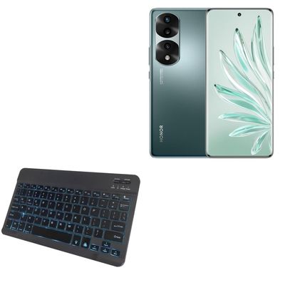 BoxWave Keyboard Compatible with Honor 70 Pro+ - SlimKeys Bluetooth Keyboard - with Backlight, Portable Slim LED 7 Colors - Jet Black
