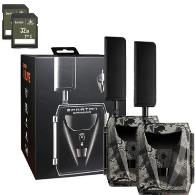 Spartan GoLive 4G LTE Trail Cameras,Live-Streaming, Anti-Theft GPS, On-Demand Image&Video Capture,Real-time Updates,Built-in Lithium Battery,Blackout with 32GB SD Cards - 2 PK (AT&T)