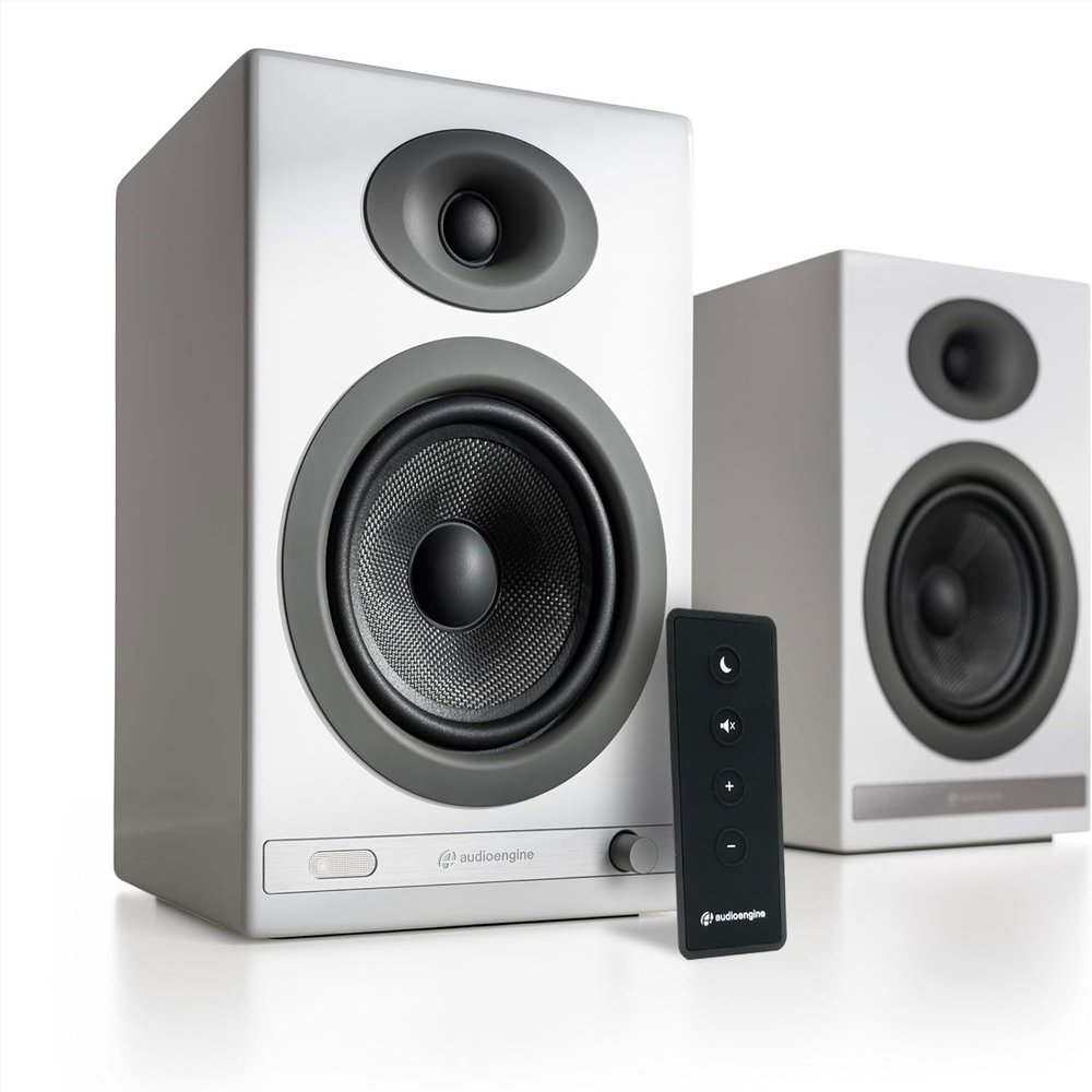 Audioengine HD5 Premium Powered Speakers | 150W Audiophile-Grade Bluetooth 5.0 with aptX HD | Built-in 24-Bit DAC | Real Wood Veneer | Bookshelf Speakers for Home Audio, Studios & Vinyl