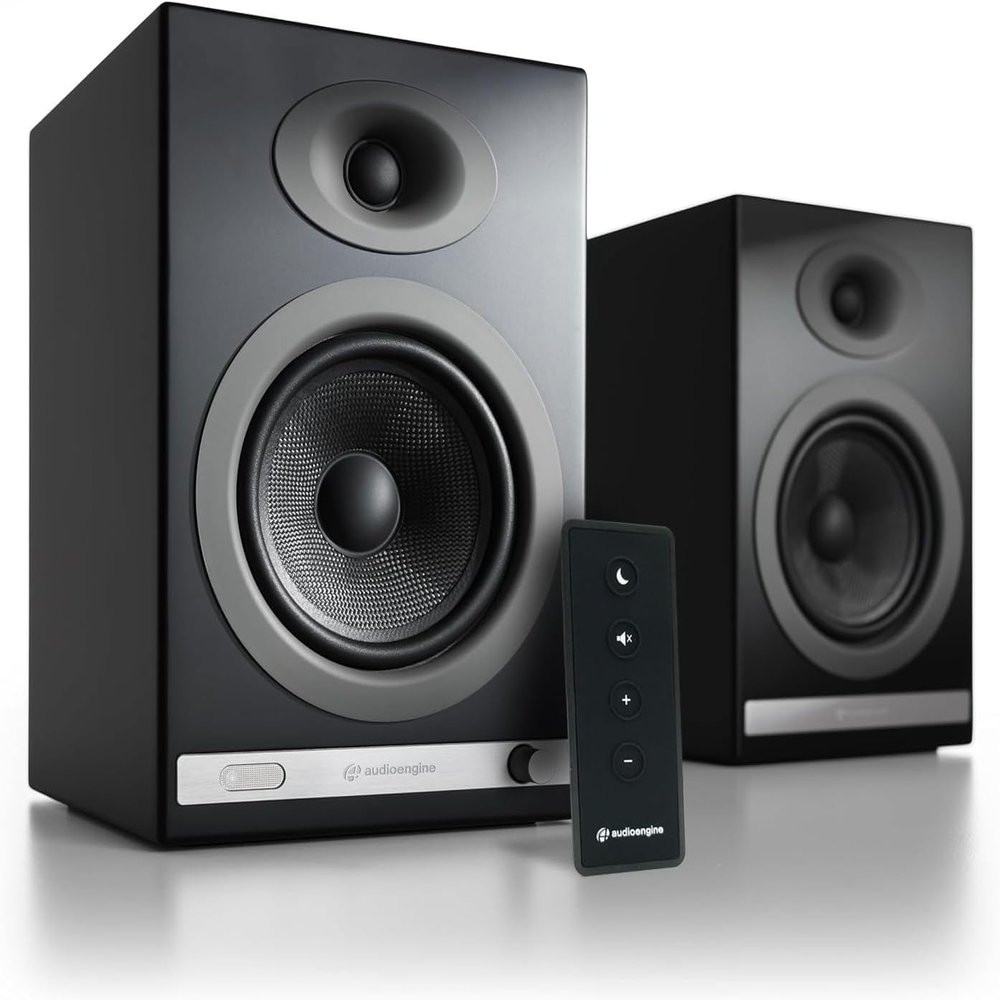 Audioengine HD5 Premium Powered Speakers | 150W Audiophile-Grade Bluetooth 5.0 with aptX HD | Built-in 24-Bit DAC | Real Wood Veneer | Bookshelf Speakers for Home Audio, Studios & Vinyl