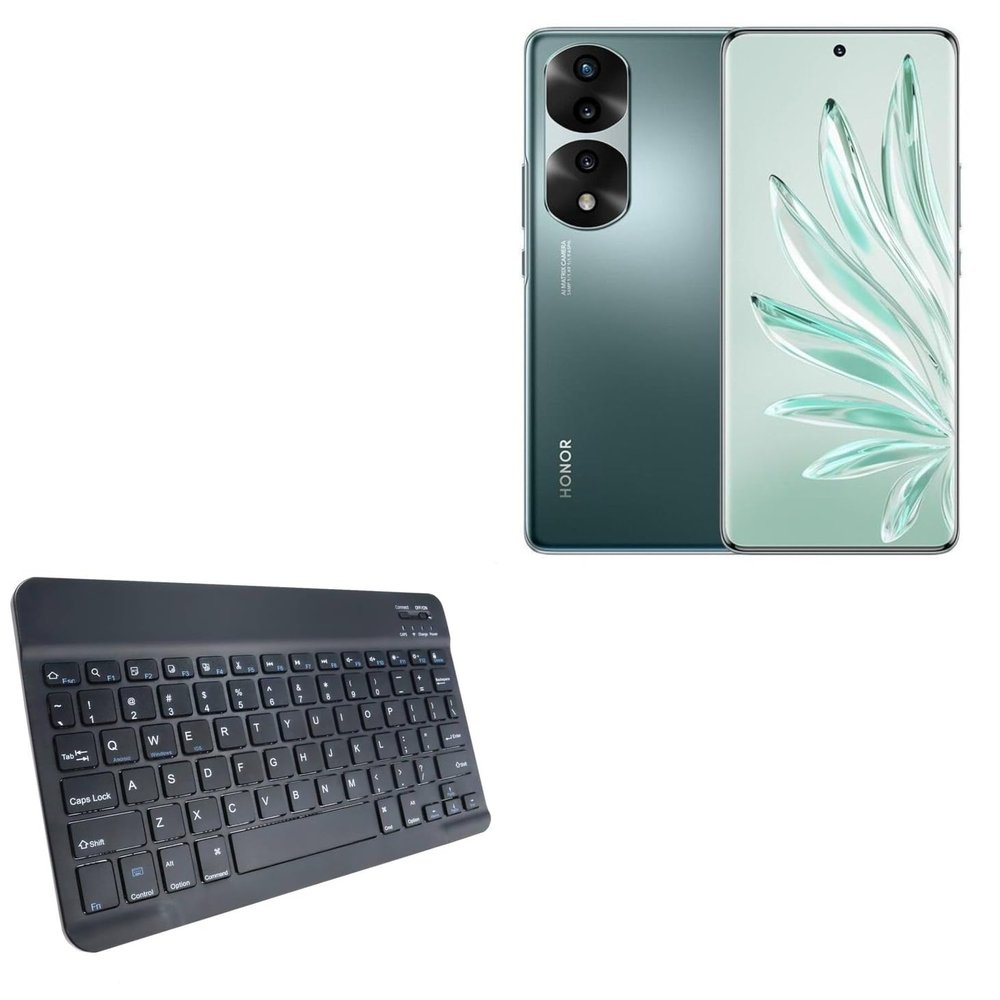 BoxWave Keyboard Compatible with Honor 70 Pro - SlimKeys Bluetooth Keyboard, Portable Thin with Chiclet-Style Keys - Jet Black