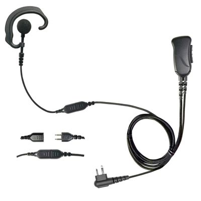 PRYME SNAP Series - 1-Wire Lapel Microphone with Braided Fiber Cable - Fits Motorola 2-pin radios - with Ear Hanger (Hook) Earphone (SNP-1W-03-Kit2)