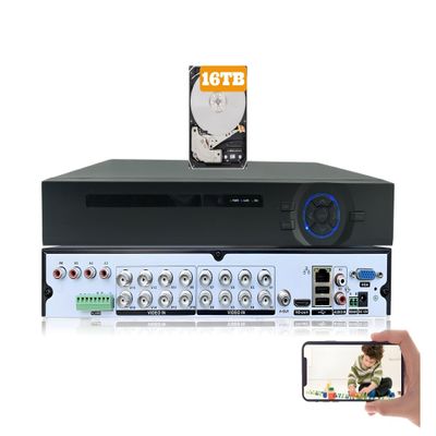 Evertech 16 Channel 5MP Digital Video Recorder for CCTV Security Systems with 16TB HDD Recording Memory Keeps 3 Weeks Footage