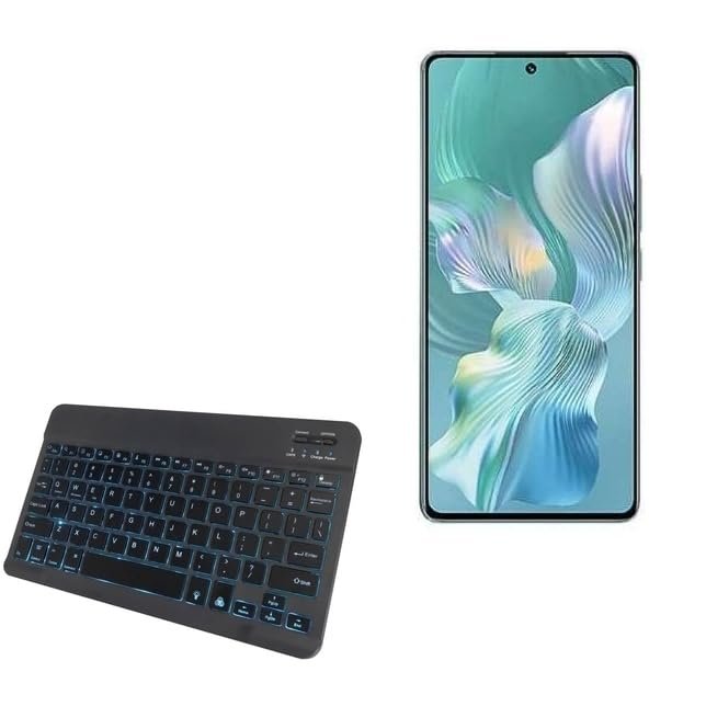 BoxWave Keyboard Compatible with Honor 80 Pro Flat - SlimKeys Bluetooth Keyboard - with Backlight, Portable Slim LED 7 Colors - Jet Black